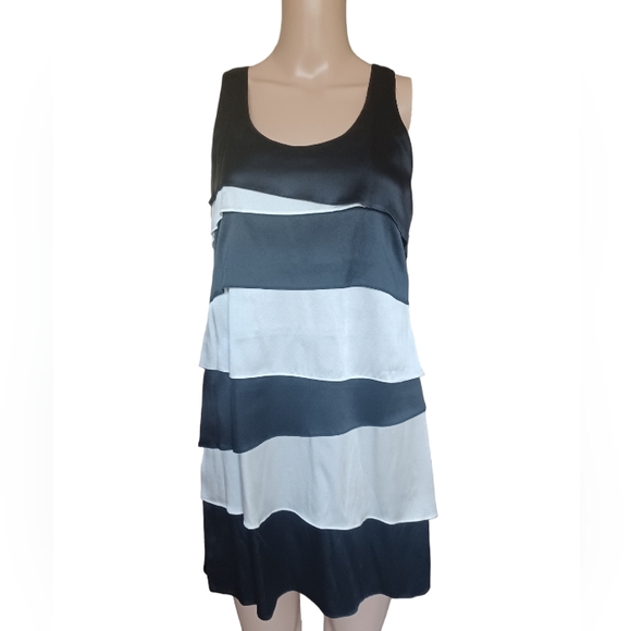 Karlie Womens Sleeveless Silk Pencil Sheath Dress Ruffled Tiers Size Small - Picture 8 of 10